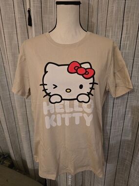 Hello Kitty Beige Tee with White & Red Graphic